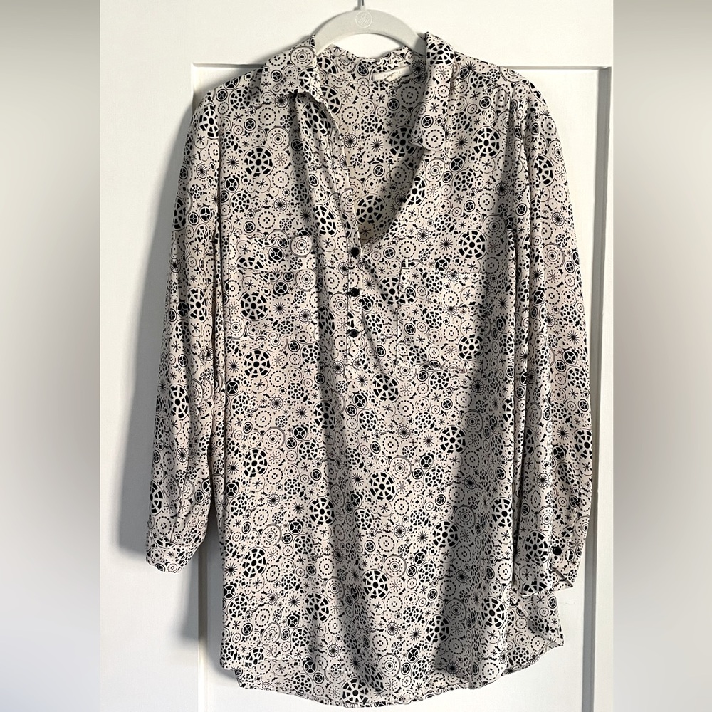 Pleione blouse, ivory with black, size M